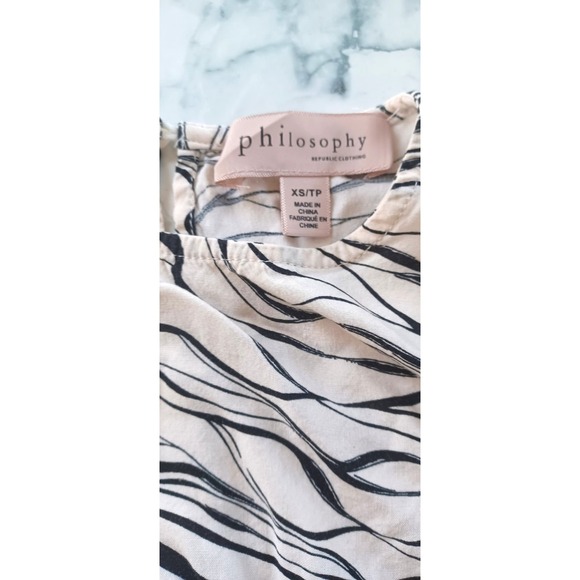 Philosophy Women XS/TP Shirt Top Black & White Zebra Animal Tall Petite‎ - Picture 6 of 10